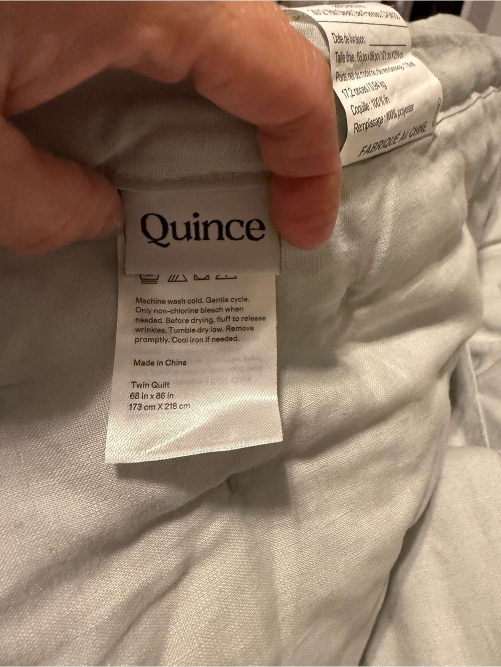 Quince European Linen Dream Quilt – Mist – Twin - Picture 5 of 5